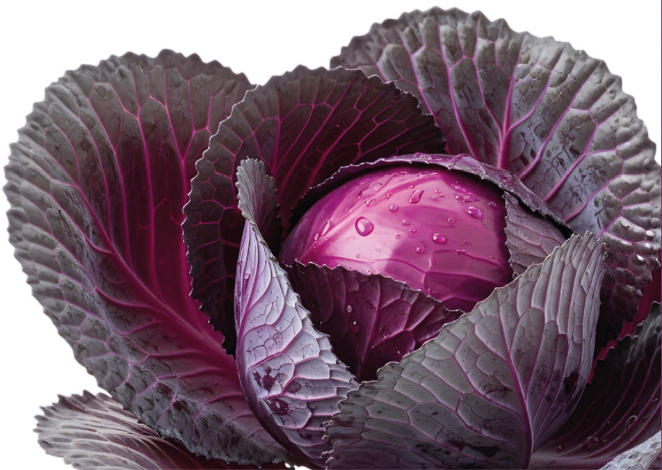 Rotkohlkopf mit Blättern